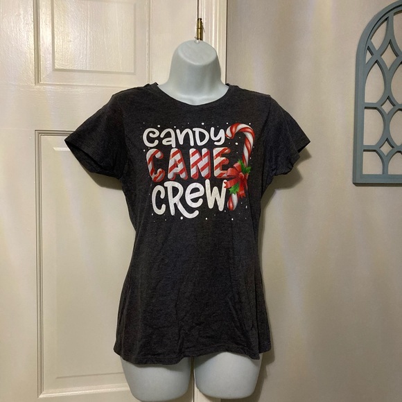 Port and Company Tops - Port and Company Black Candy Cane Crew Tee